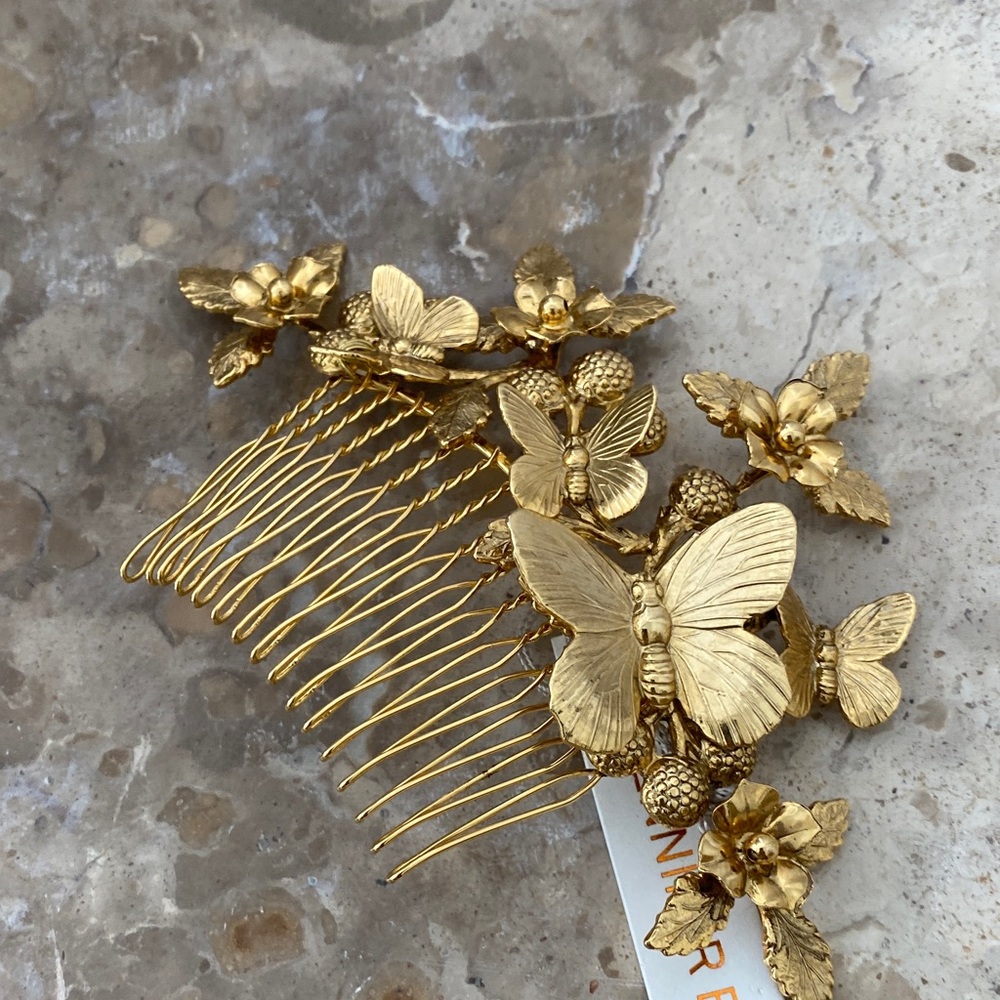 NWT Jennifer Behr Ferrah Elegant Gold Butterfly Hair Comb